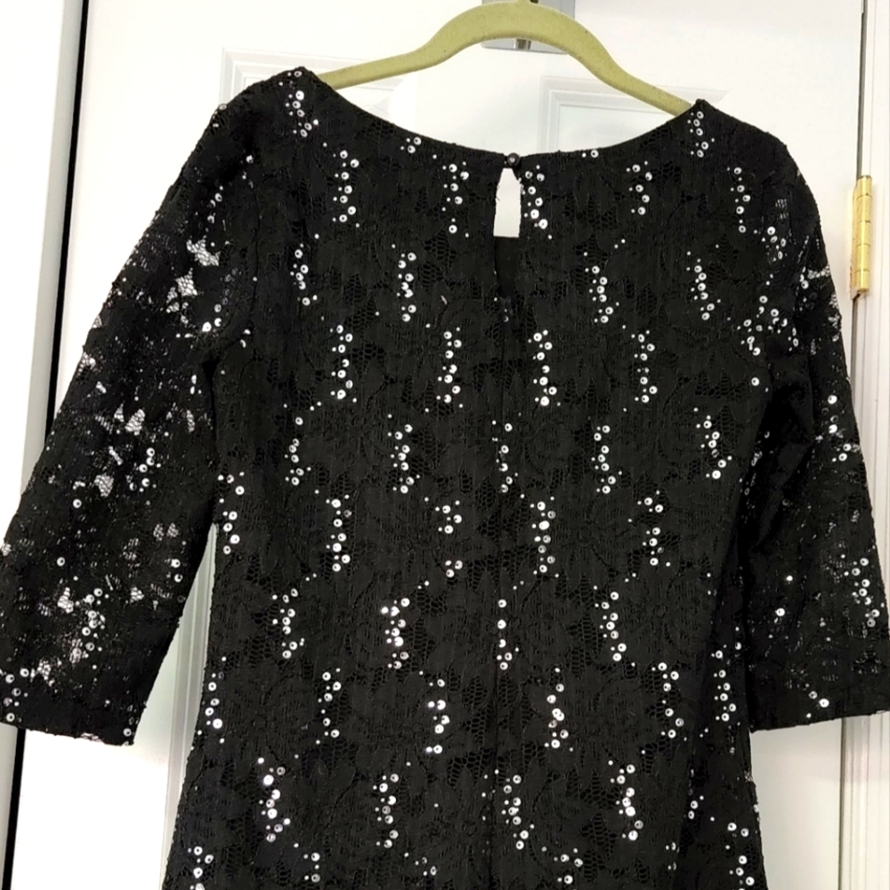 Luxology black sequin mini dress